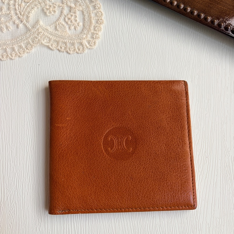 Celine 蓆珠 凱旋門 Triomphe 錢包 皮夾 焦糖色 棕色 男女適用-1