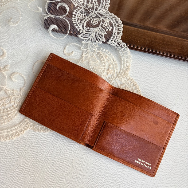 Celine 蓆珠 凱旋門 Triomphe 錢包 皮夾 焦糖色 棕色 男女適用-3