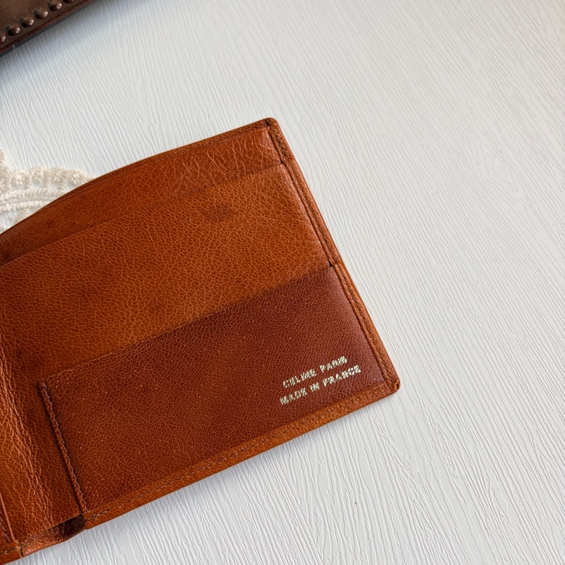 Celine 蓆珠 凱旋門 Triomphe 錢包 皮夾 焦糖色 棕色 男女適用-4