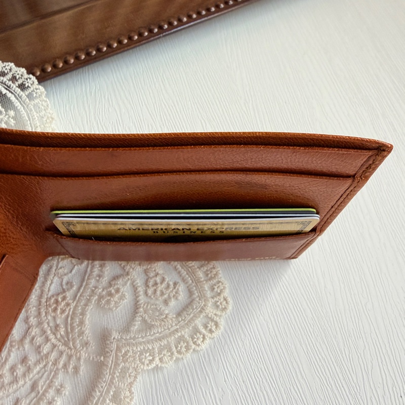 Celine 蓆珠 凱旋門 Triomphe 錢包 皮夾 焦糖色 棕色 男女適用-6