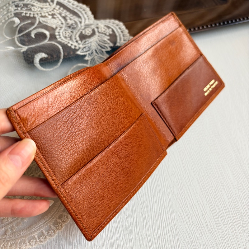 Celine 蓆珠 凱旋門 Triomphe 錢包 皮夾 焦糖色 棕色 男女適用-7