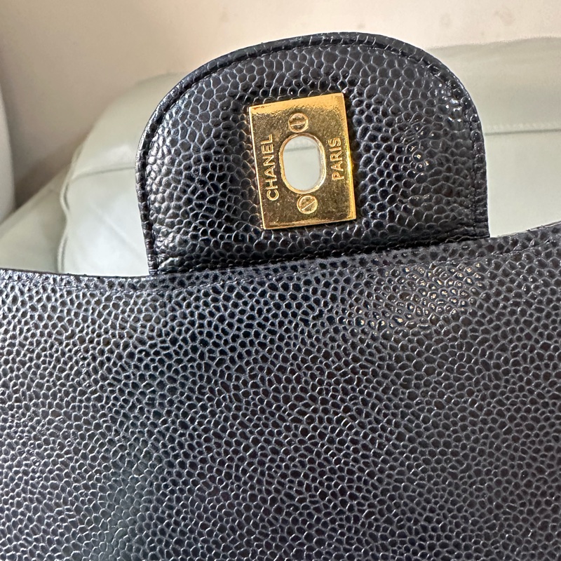 Chanel香奈兒黑金CF Jumbo大號 荔枝牛皮雙蓋鏈條包 芯片款！經典黑金配色真係冇得輸～容量超夠用-9