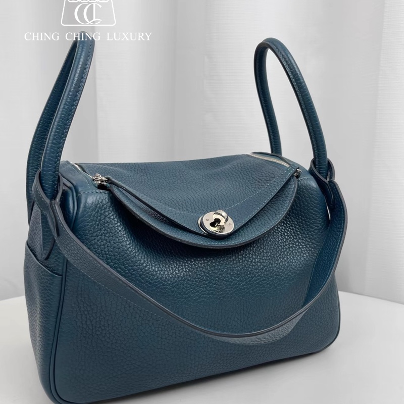 🌈Hermes💙Lindy 26💙鴨子藍銀扣🌟98新🌈TC皮🌟Stamp A🌟愛馬仕🌟-0