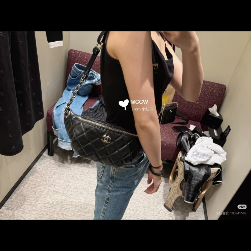 莉亞精品♡Chanel 菱格紋胸/腰包 近新美品-2
