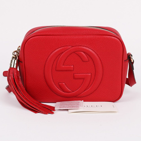 GUCCI 紅色 Soho 流蘇迪斯可斜背包 308364