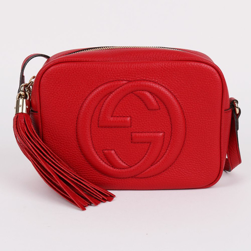 【包稅】GUCCI 紅色 Soho 流蘇迪斯可斜背包 308364-1