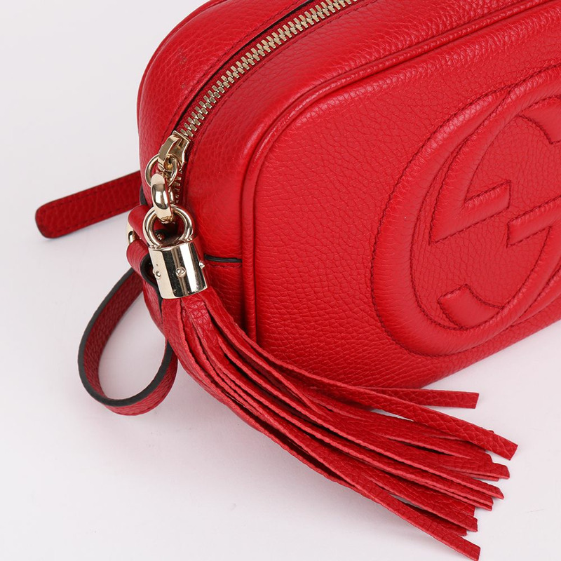 【包稅】GUCCI 紅色 Soho 流蘇迪斯可斜背包 308364-5