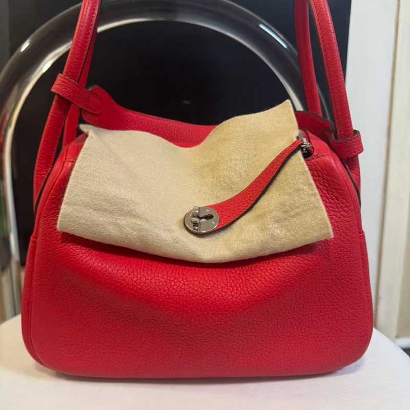 🌈Hermes❤️Lindy 26❤️國旗紅銀扣🌟99新🌟TC皮🌟愛馬仕🌟-2