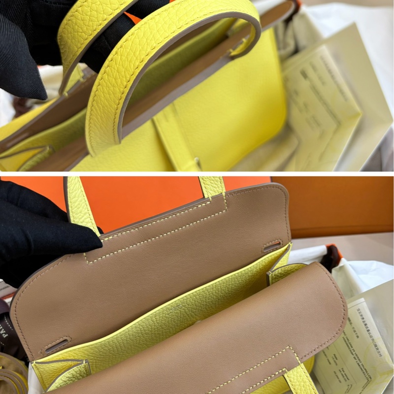 🌈Hermes💛Halzan 25💛檸檬酒黃拼餅乾色銀扣💛全新未使用🌟全套有單🌈TC皮🌟Stamp B🌟愛馬仕🌟-6