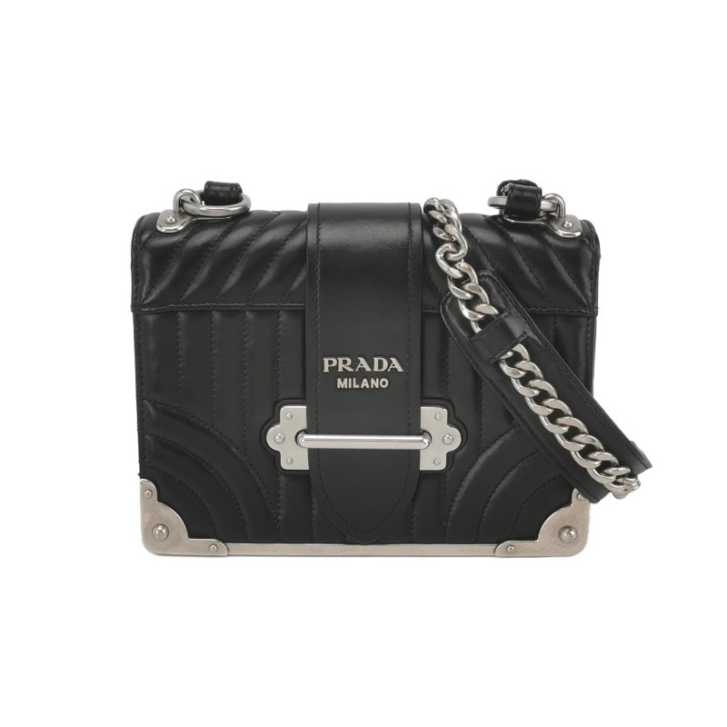 Prada Cahier牛皮黑色中號 斜背包肩背包-0