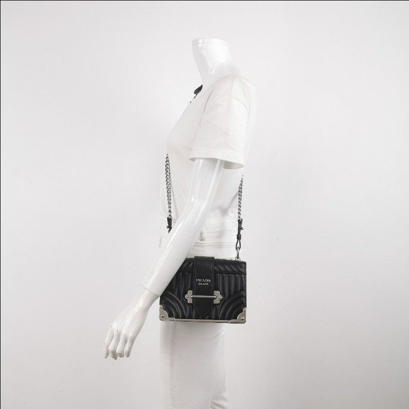 Prada Cahier牛皮黑色中號 斜背包肩背包-4