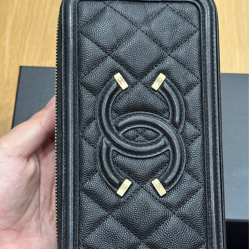 香奈兒魚子醬黑金WOC手機包 鏈條可拆 大全套-12