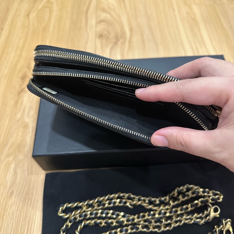 香奈兒魚子醬黑金WOC手機包 鏈條可拆 大全套-24