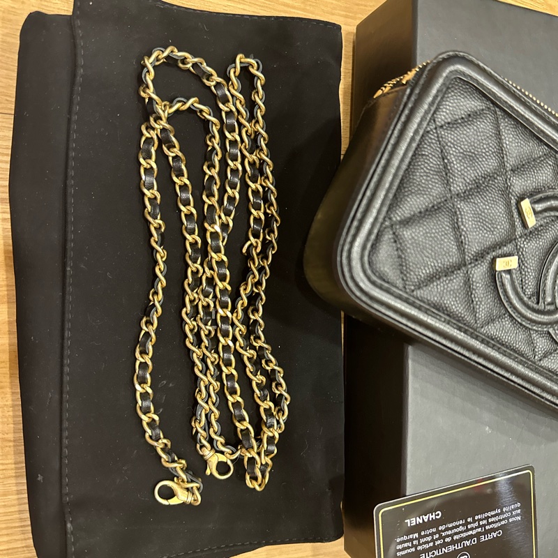 香奈兒魚子醬黑金WOC手機包 鏈條可拆 大全套-26