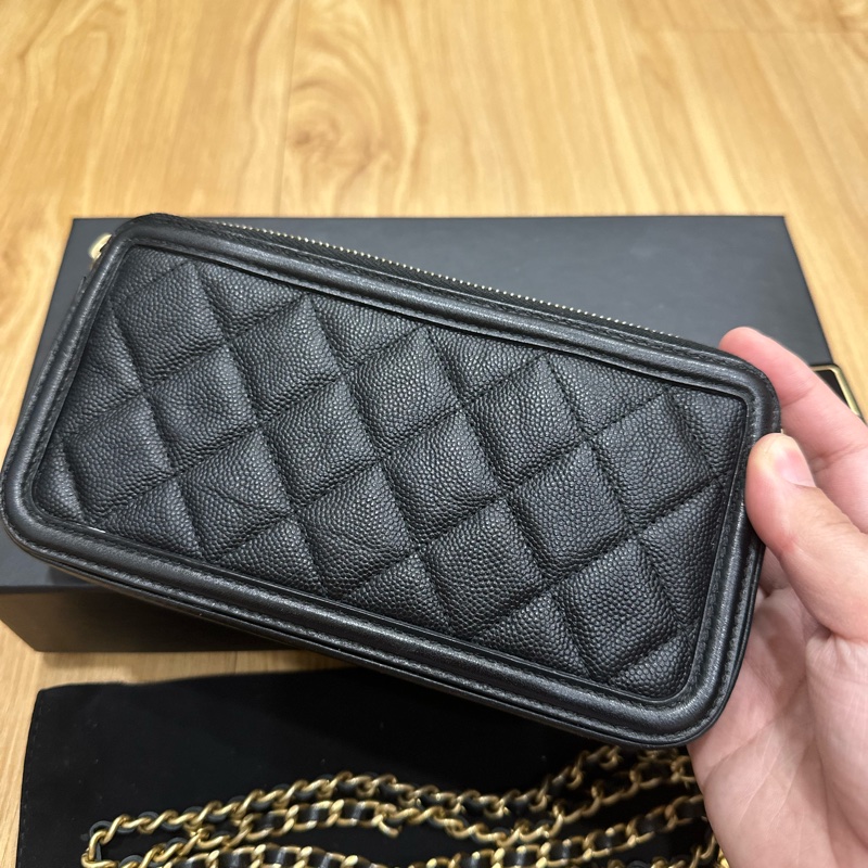 香奈兒魚子醬黑金WOC手機包 鏈條可拆 大全套-30