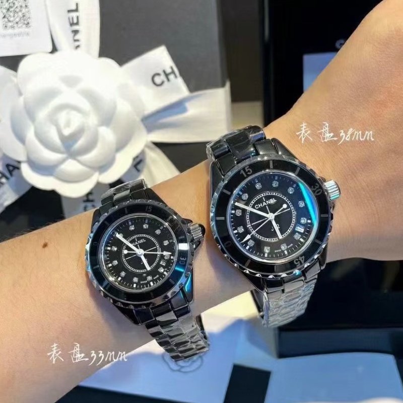 CHANEL -  黑色J12陶瓷點鑽33cm石英錶-4