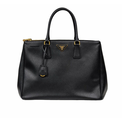 PRADA Saffiano金色雙拉鍊單肩包