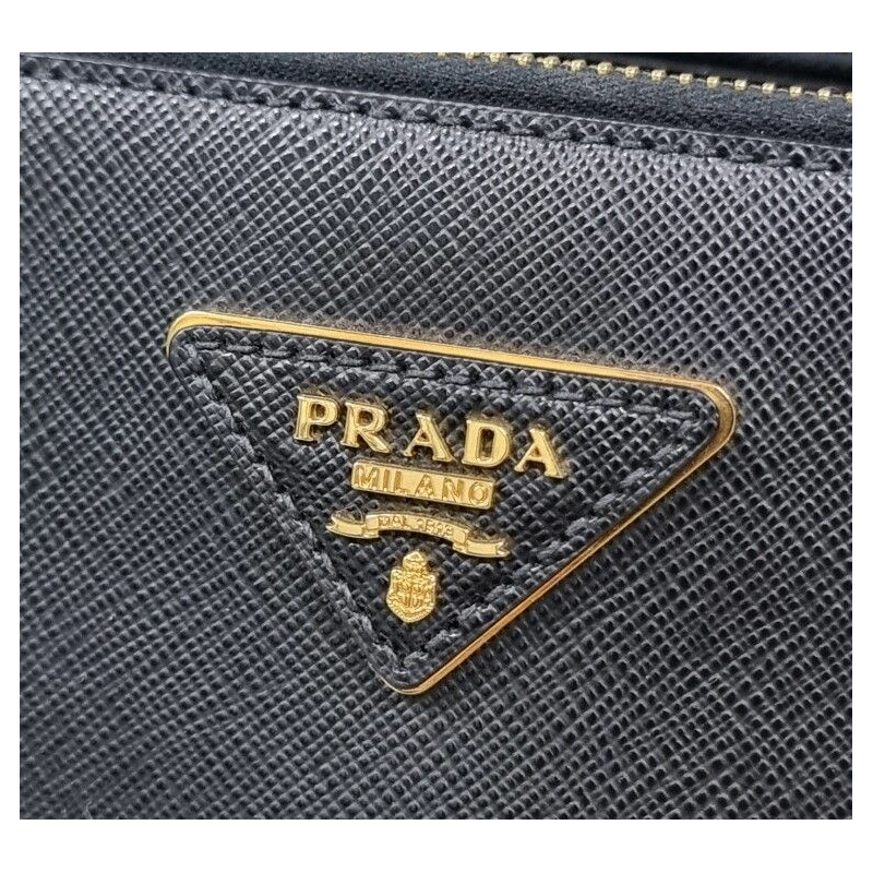 【包稅】PRADA Saffiano金色雙拉鍊單肩包-9