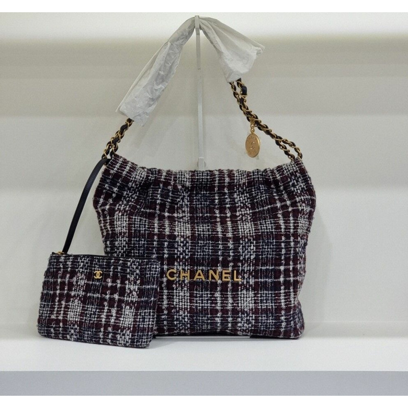 【包稅】CHANEL 全新未使用 22 吋黑色粗花呢包-7