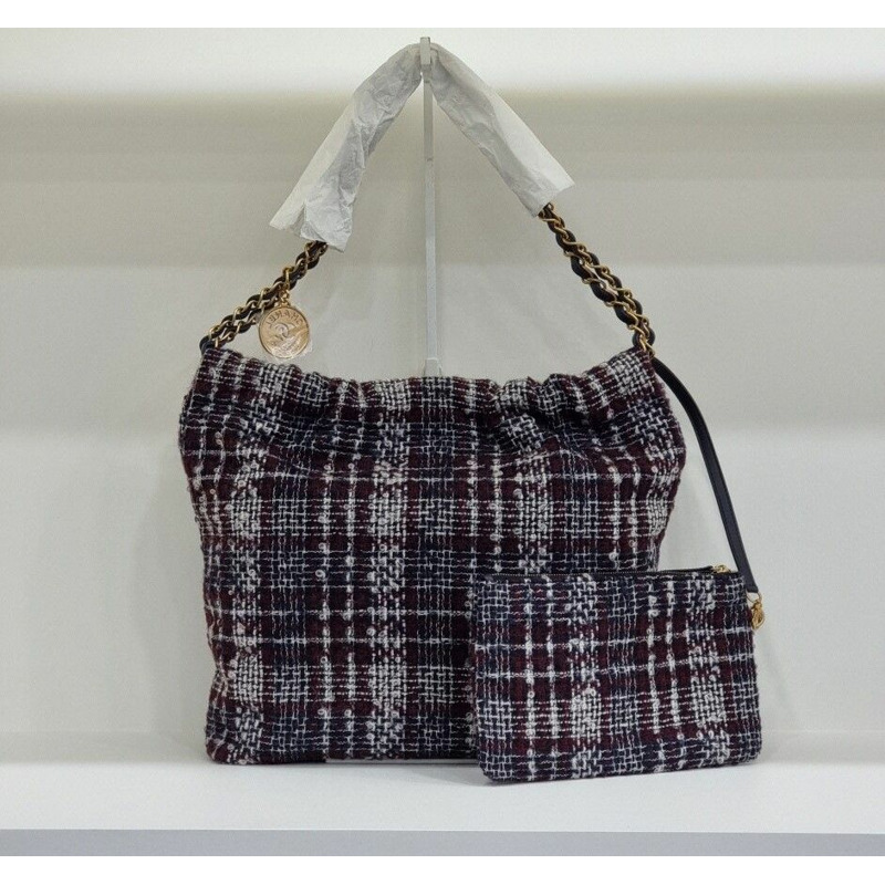 【包稅】CHANEL 全新未使用 22 吋黑色粗花呢包-8