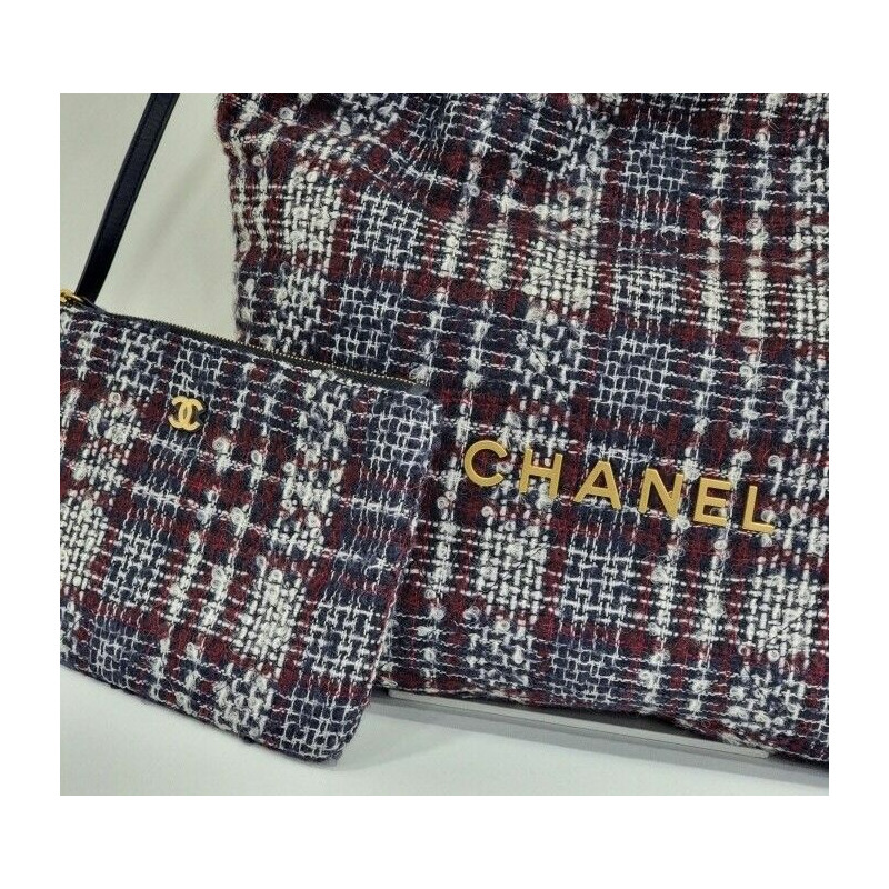 【包稅】CHANEL 全新未使用 22 吋黑色粗花呢包-9
