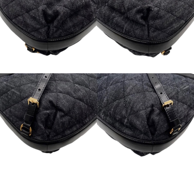 「JL 精品代購」 98新 Chanel 香奈兒 丹寧 雙肩包 /黑背包 黑金-11