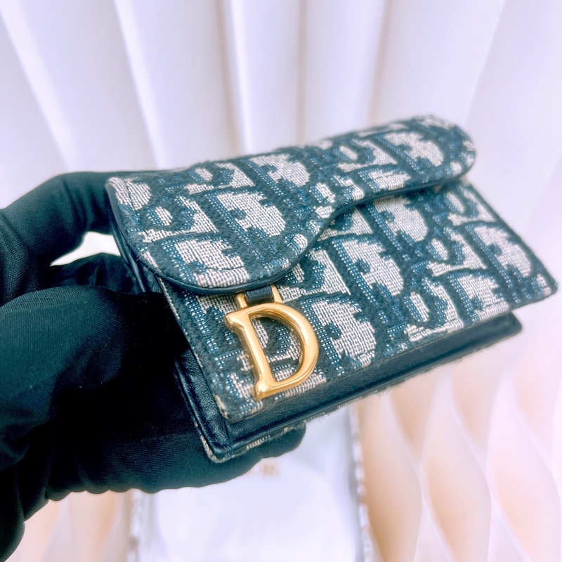 Dior saddle 藍色老花卡包/短夾-2