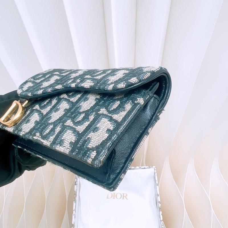 Dior saddle 藍色老花卡包/短夾-3