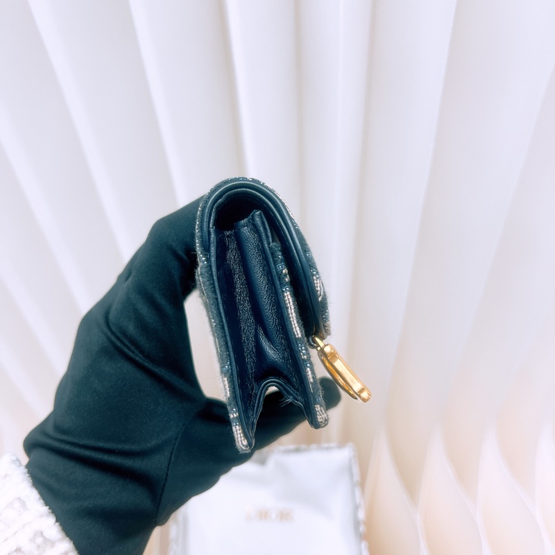 Dior saddle 藍色老花卡包/短夾-4