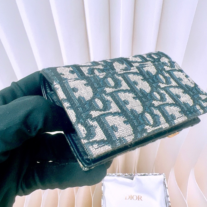 Dior saddle 藍色老花卡包/短夾-6