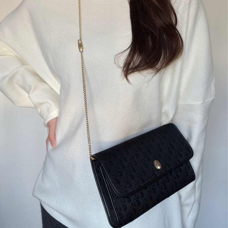 Christian Dior Oblique 黑色老花兩用包 腋下包 斜背包 迪奧-3