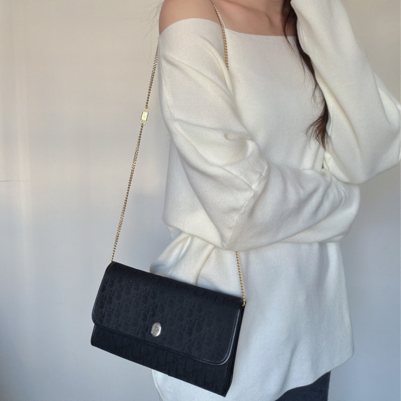 Christian Dior Oblique 黑色老花兩用包 腋下包 斜背包 迪奧-4