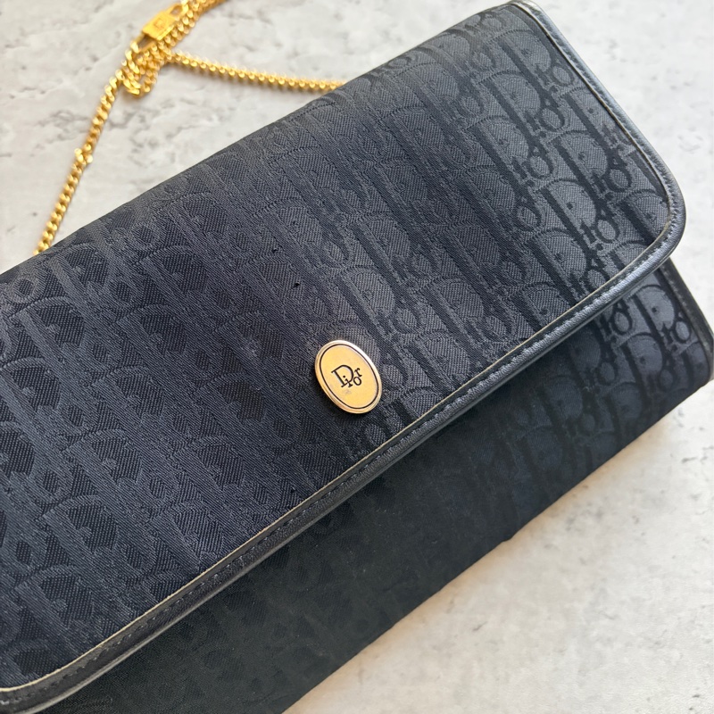 Christian Dior Oblique 黑色老花兩用包 腋下包 斜背包 迪奧-5