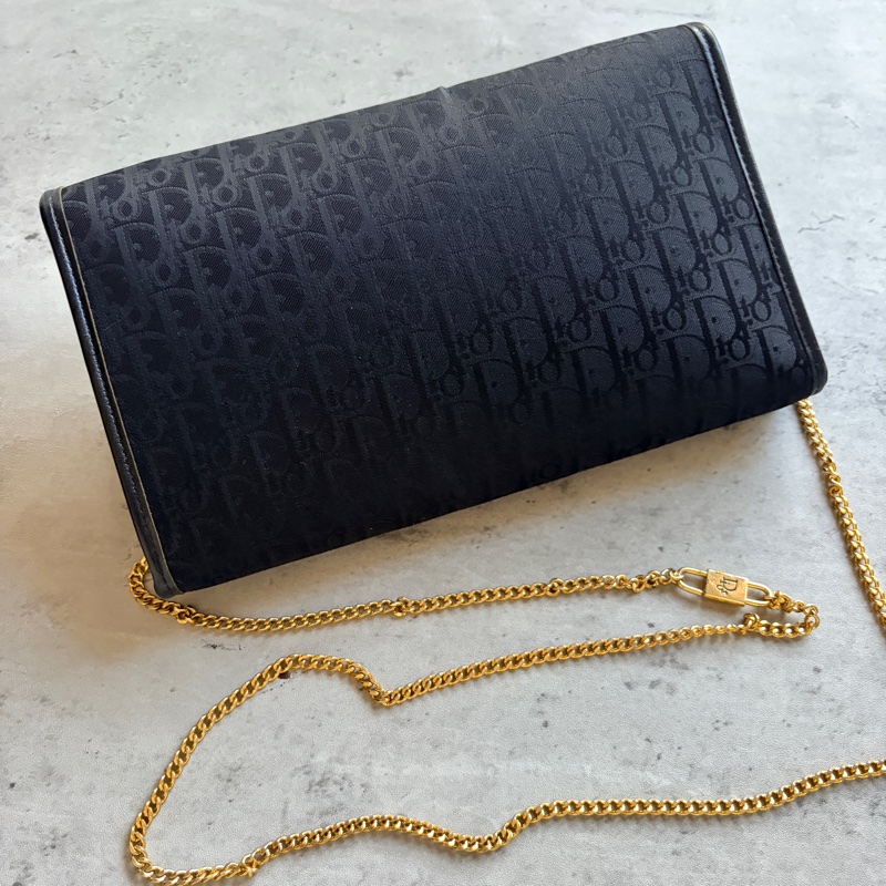 Christian Dior Oblique 黑色老花兩用包 腋下包 斜背包 迪奧-6