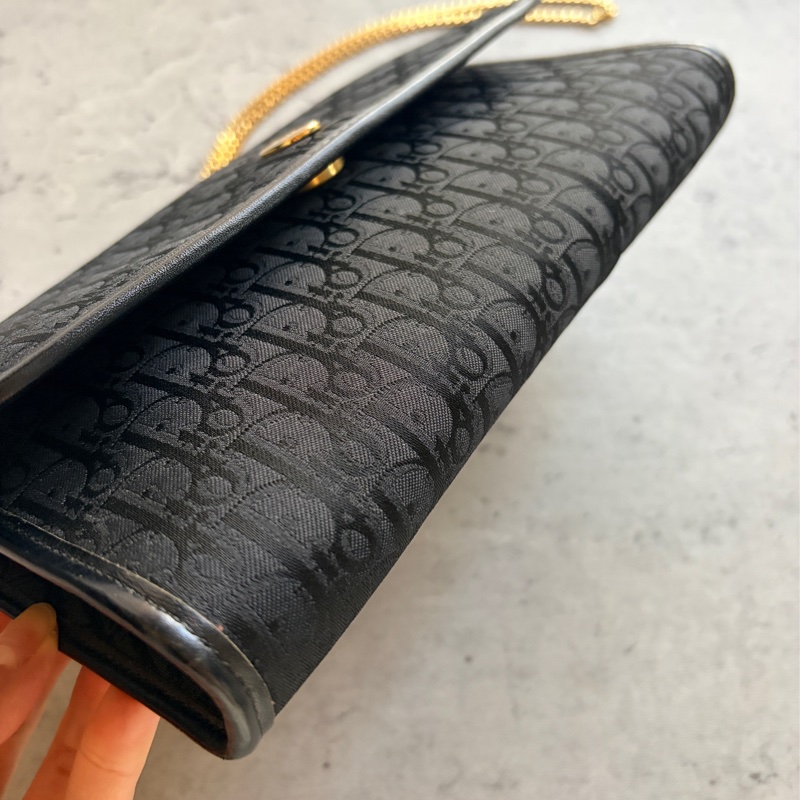 Christian Dior Oblique 黑色老花兩用包 腋下包 斜背包 迪奧-9