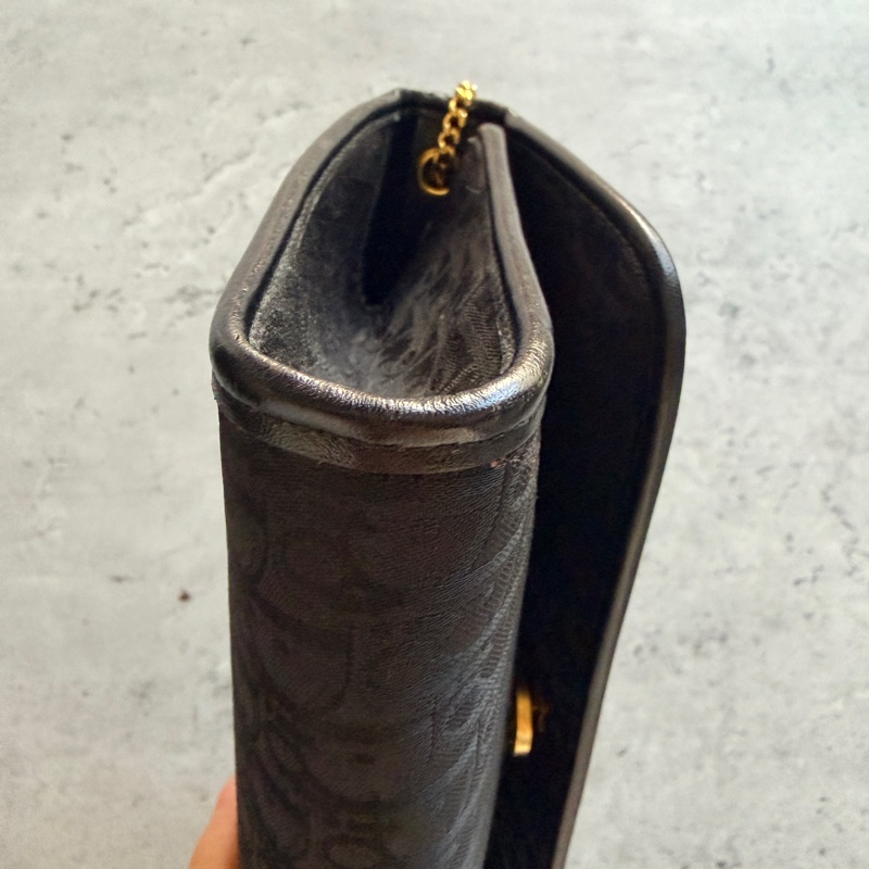 Christian Dior Oblique 黑色老花兩用包 腋下包 斜背包 迪奧-10