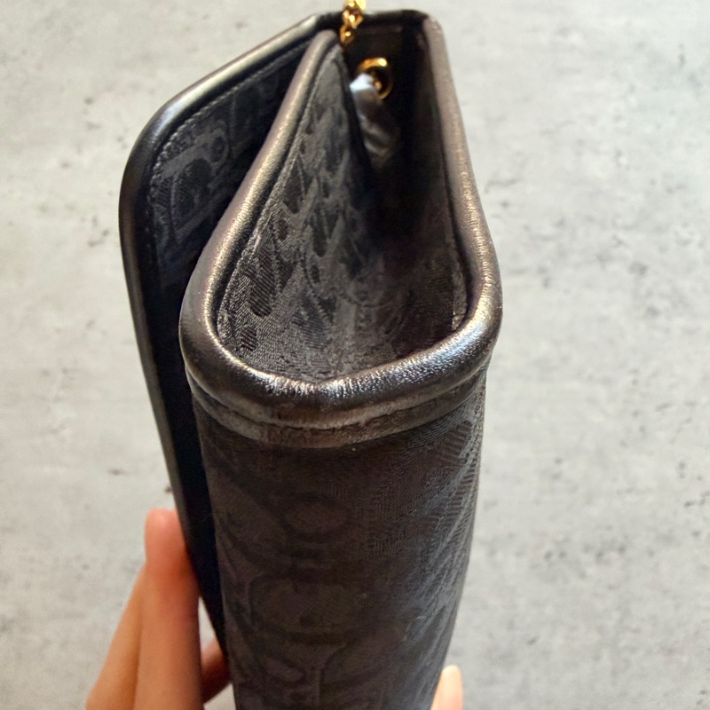 Christian Dior Oblique 黑色老花兩用包 腋下包 斜背包 迪奧-11