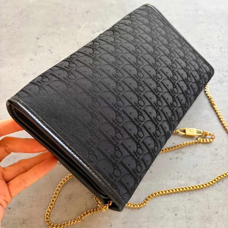 Christian Dior Oblique 黑色老花兩用包 腋下包 斜背包 迪奧-13