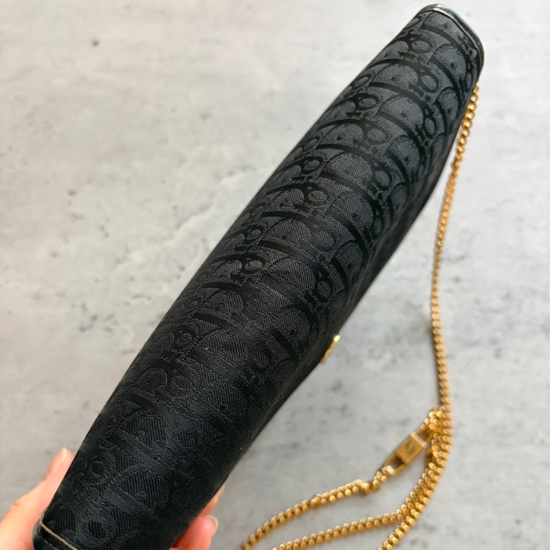 Christian Dior Oblique 黑色老花兩用包 腋下包 斜背包 迪奧-14