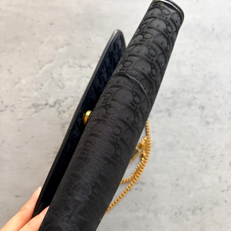 Christian Dior Oblique 黑色老花兩用包 腋下包 斜背包 迪奧-15