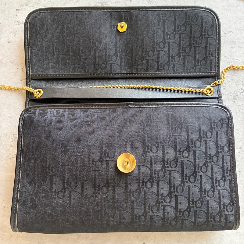 Christian Dior Oblique 黑色老花兩用包 腋下包 斜背包 迪奧-18