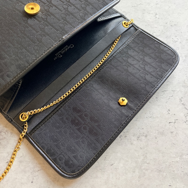 Christian Dior Oblique 黑色老花兩用包 腋下包 斜背包 迪奧-24