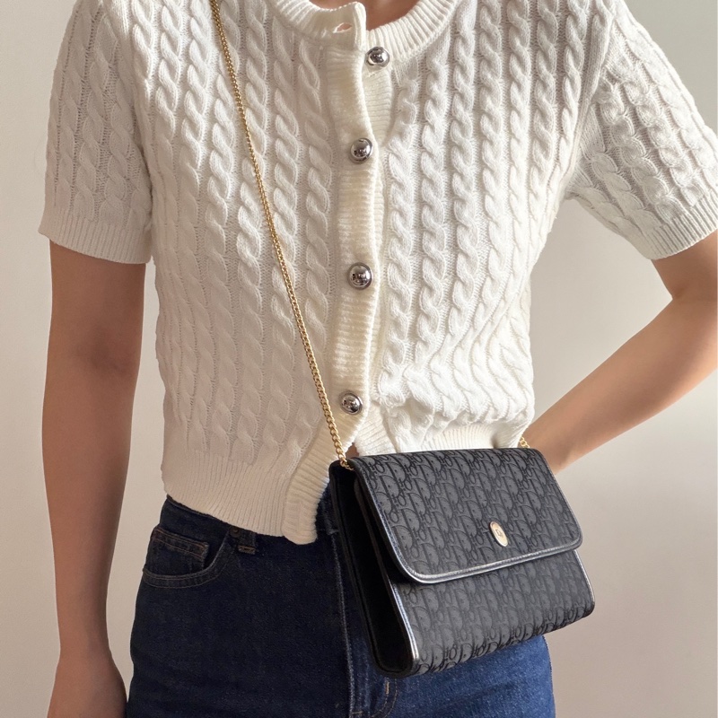 Christian Dior Oblique 黑色老花兩用包 腋下包 斜背包 迪奧-7