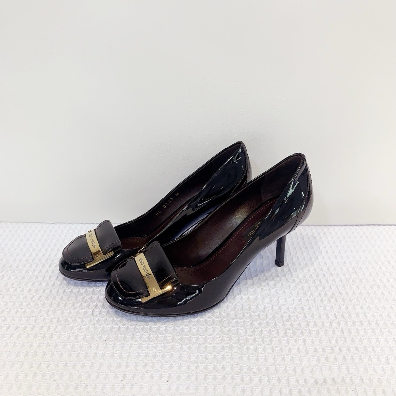 LV/路易威登黑色H金扣方頭高跟鞋,99新,36碼-5