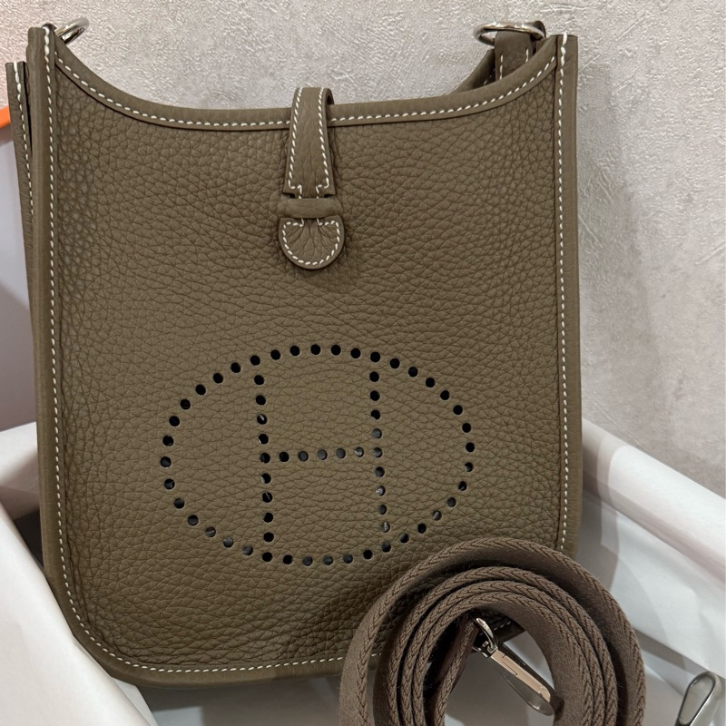 Hermes 愛馬仕 Mini Evelyne 二代短背帶 大象灰銀扣 全新 K刻-5