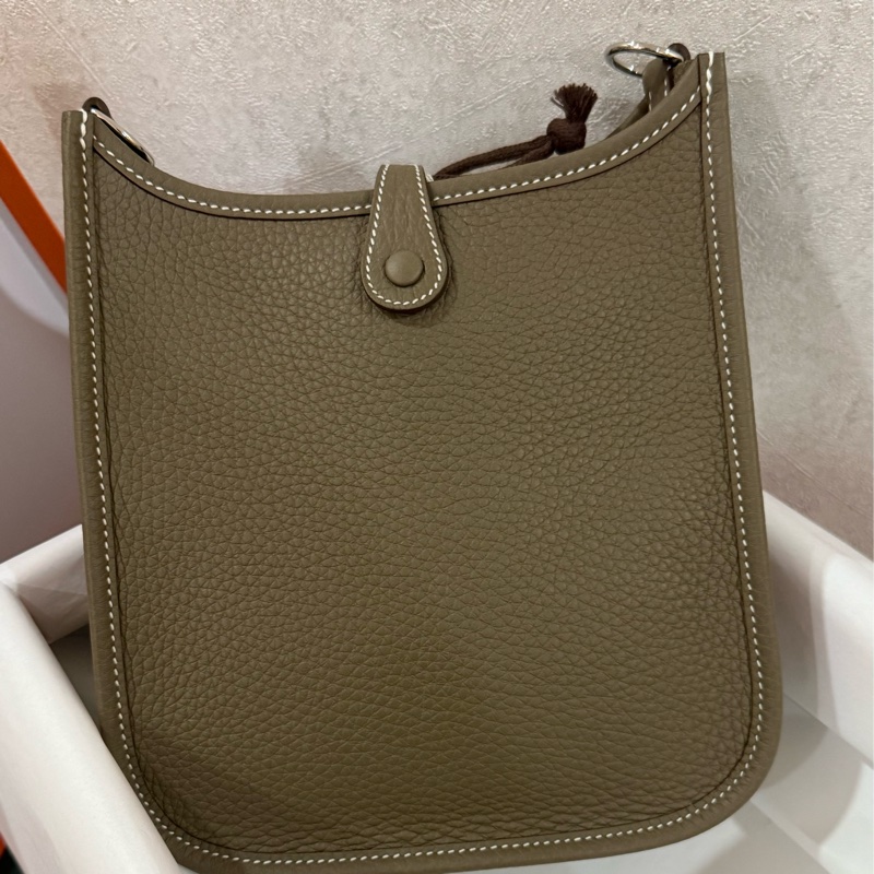 Hermes 愛馬仕 Mini Evelyne 二代短背帶 大象灰銀扣 全新 K刻-6