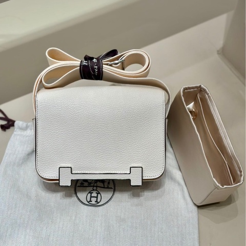 Hermes 99新 閒置 geta 木屐包 I2 奶油白/銀扣 山羊皮