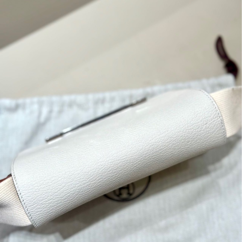 Hermes 99新 閒置 geta 木屐包 I2 奶油白/銀扣 山羊皮-4