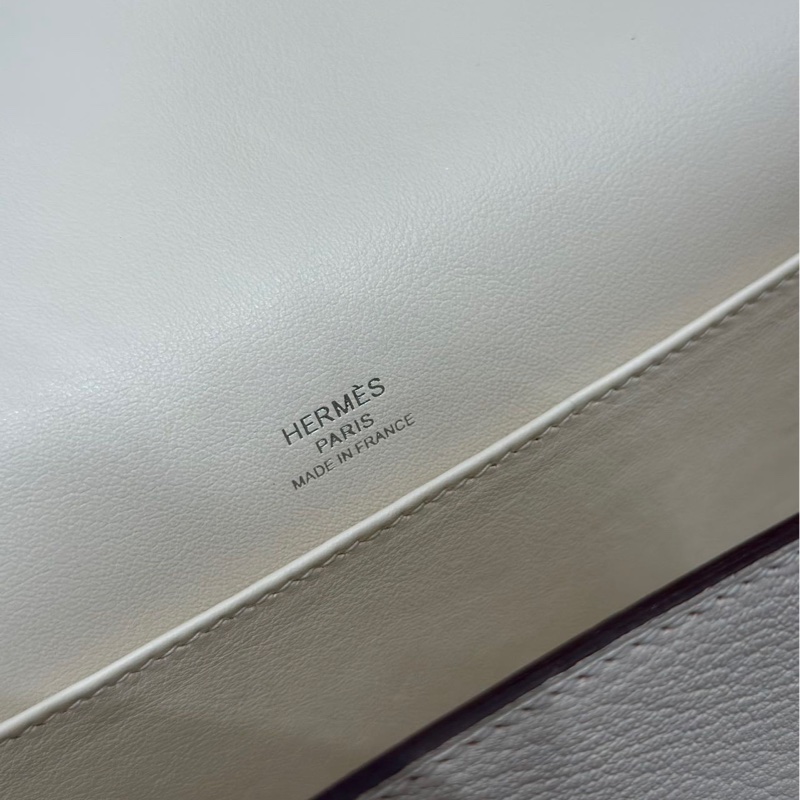 Hermes 99新 閒置 geta 木屐包 I2 奶油白/銀扣 山羊皮-8