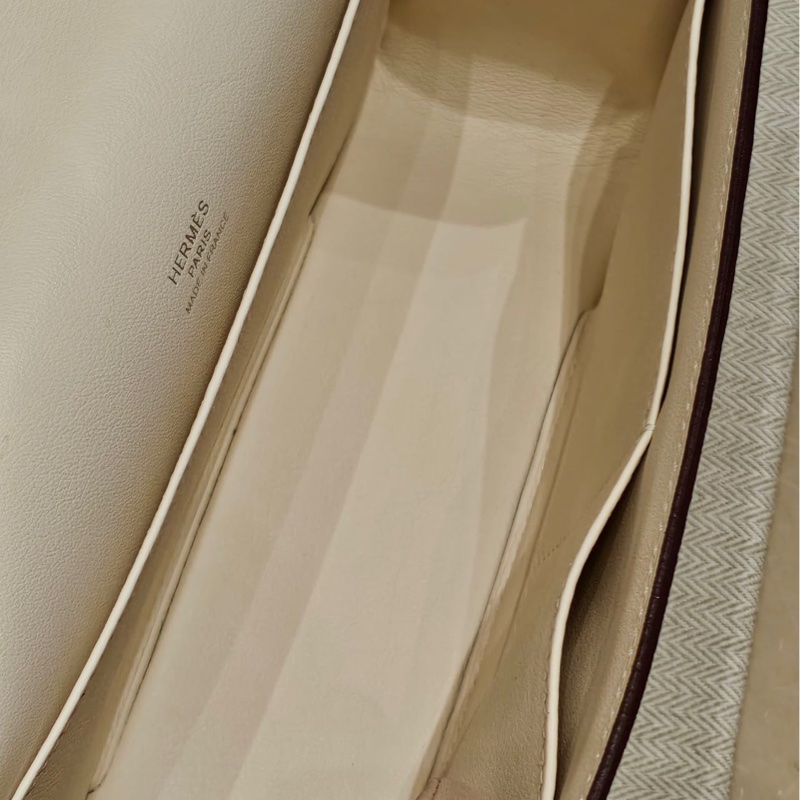 Hermes 99新 閒置 geta 木屐包 I2 奶油白/銀扣 山羊皮-9